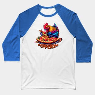 Chicken Pepperoni Pizza Baseball T-Shirt